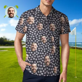 Custom Face Polo Shirt For Men Flowers Style Personalised Hawaiian Golf Shirts