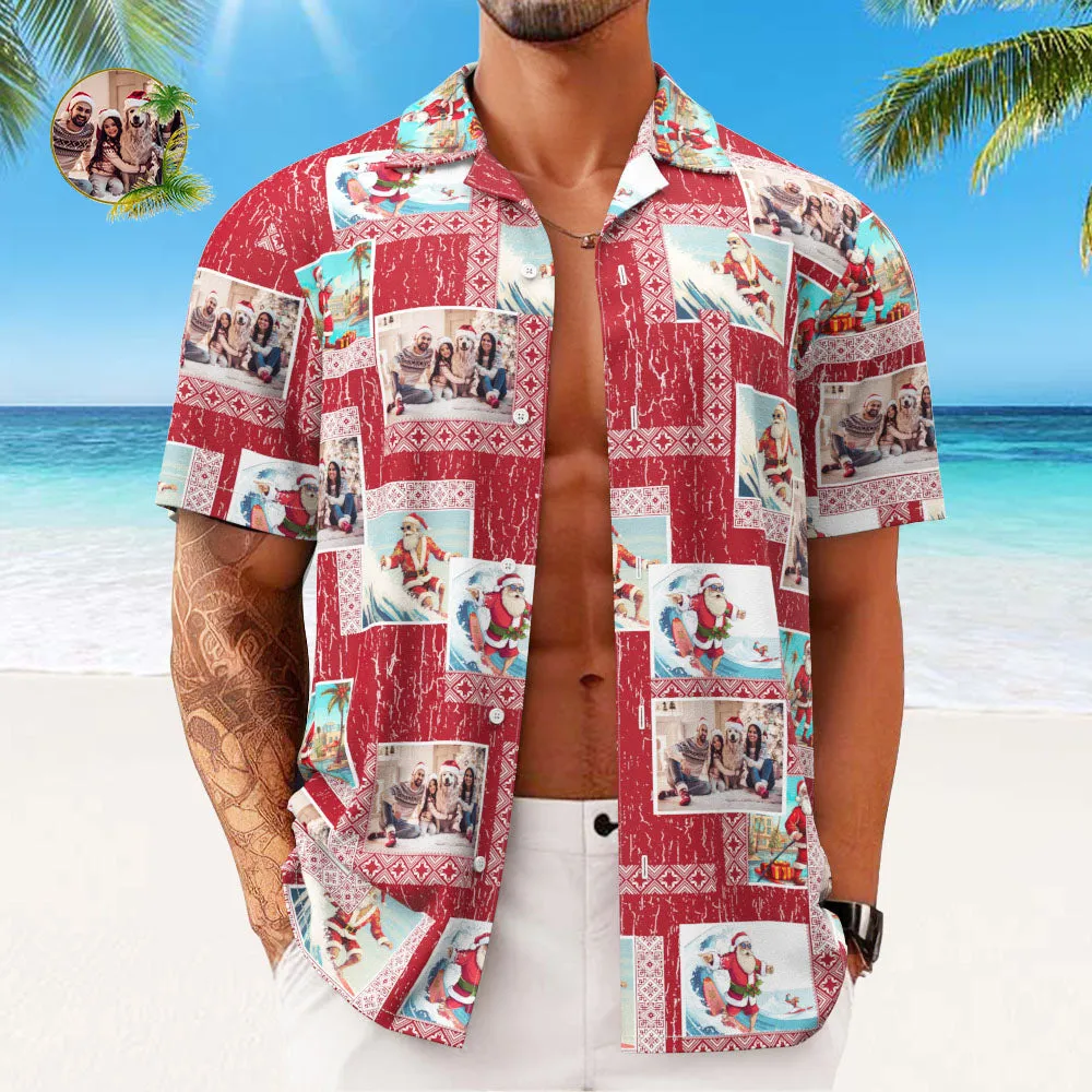 Custom Photo Hawaiian Shirts Personalised Photo Gift Men's Christmas Shirts Happy Family