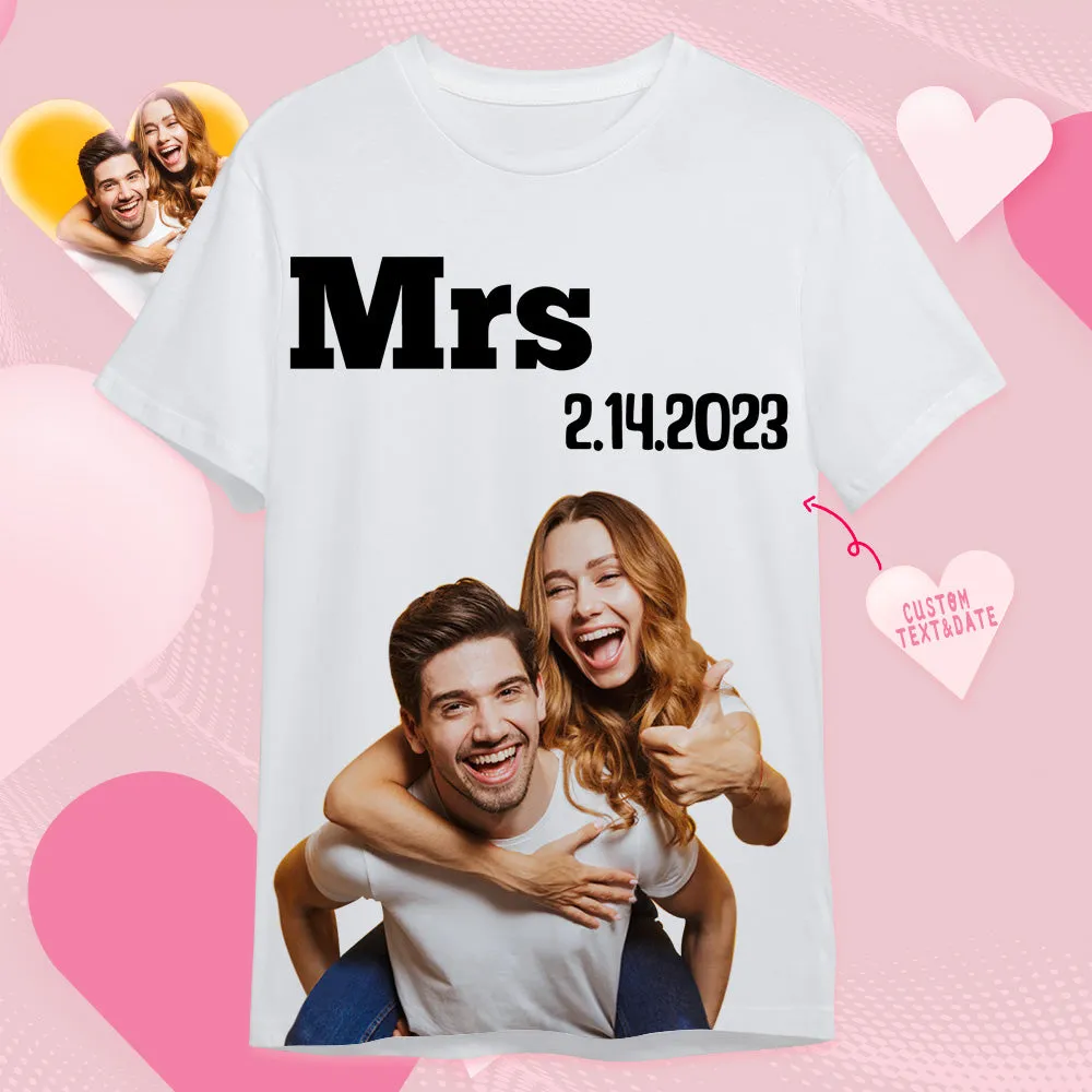 Custom Photo Printed T-shirt Personalised Picture Anniversary On Shirt Gifts For Wife