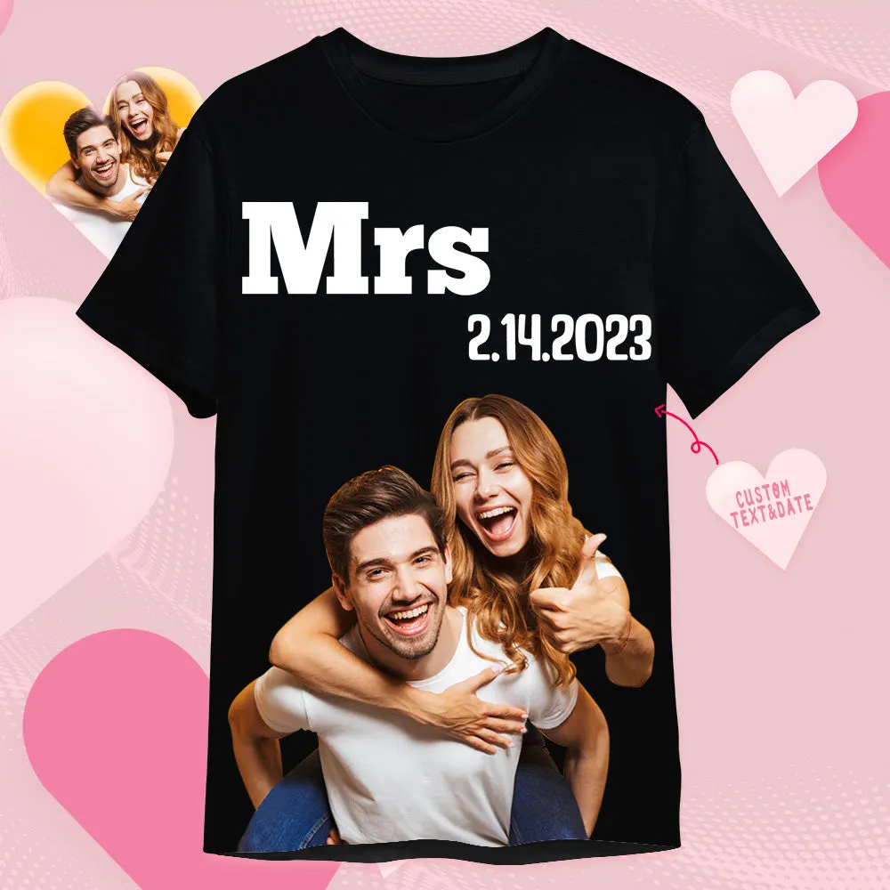 Custom Photo Printed T-shirt Personalised Picture Anniversary On Shirt Gifts For Wife