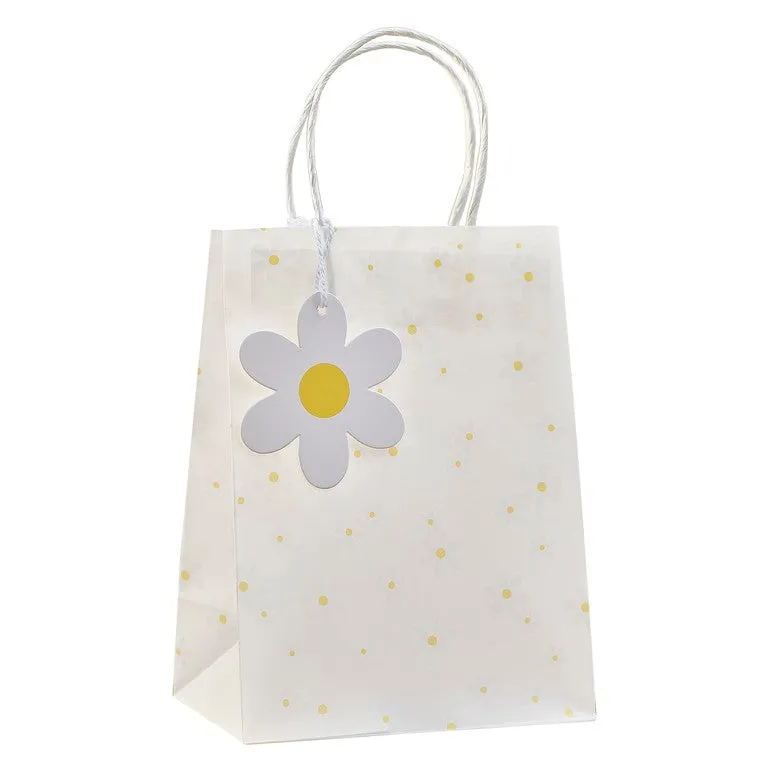 Daisy Print Party Bags with Tags - Pack of 5