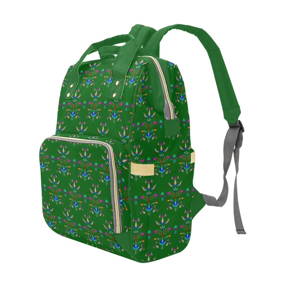 Dakota Damask Green Multi-Function Diaper Backpack/Diaper Bag