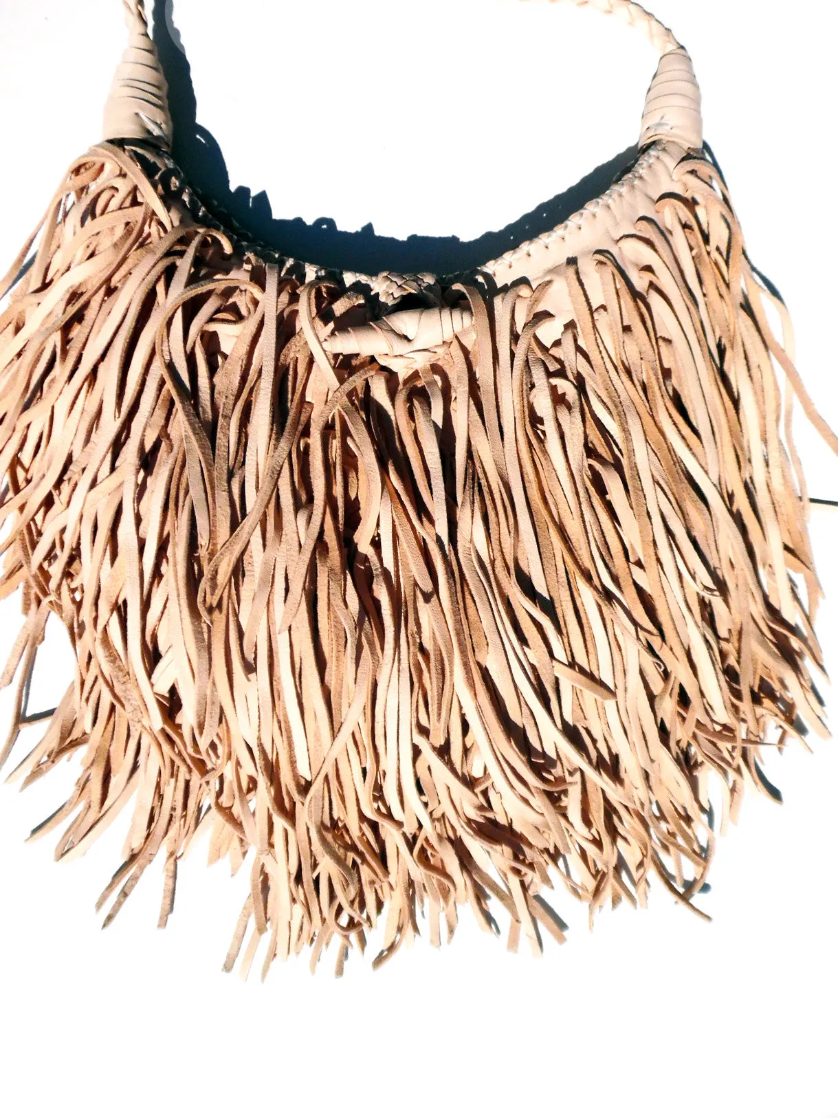 El Fleco Crossbody Fringe Bag Natural