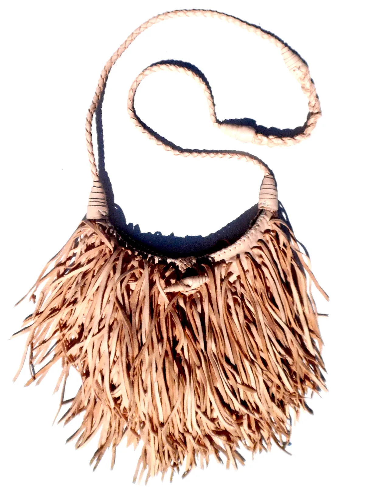 El Fleco Crossbody Fringe Bag Natural