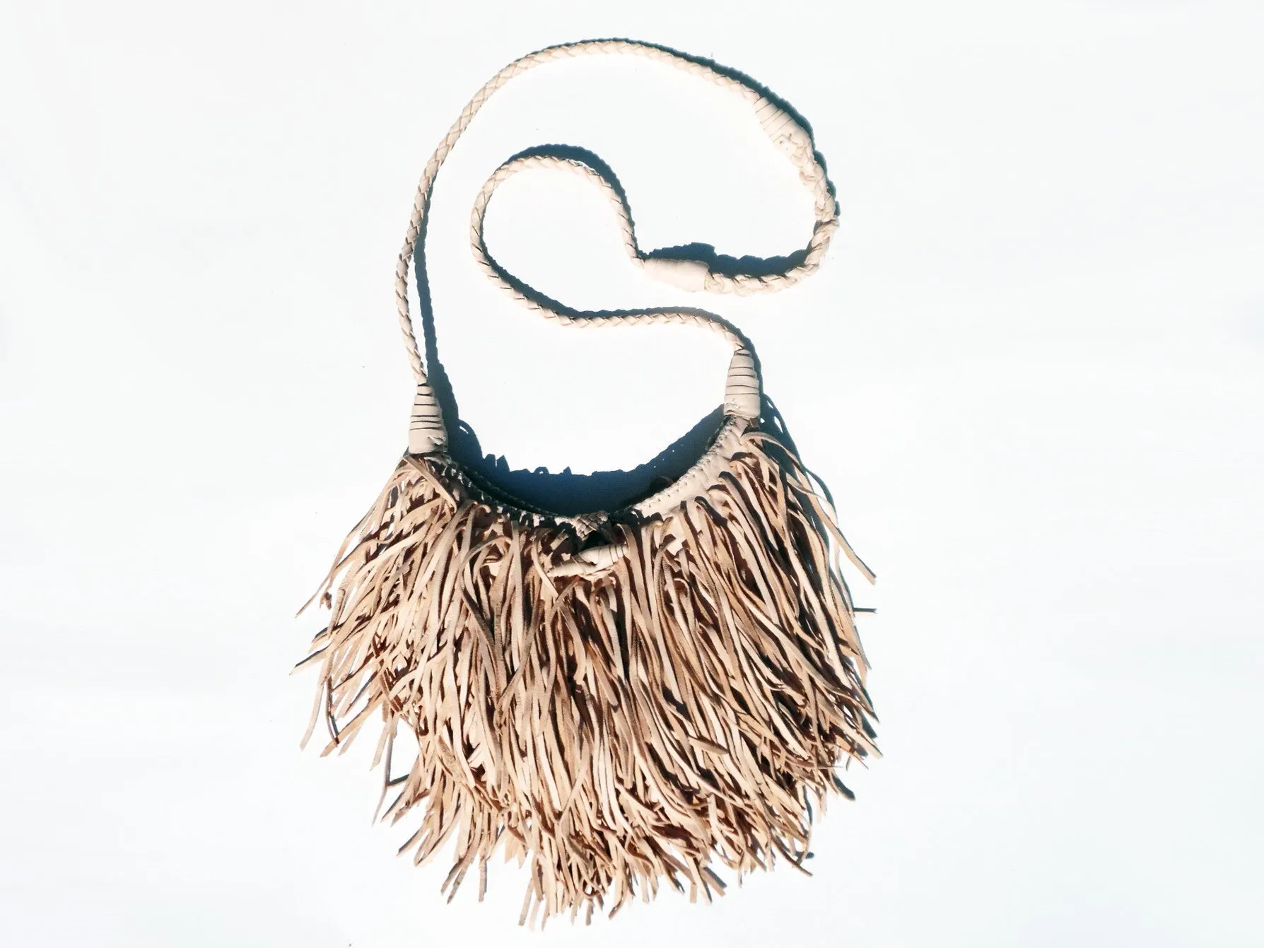 El Fleco Crossbody Fringe Bag Natural