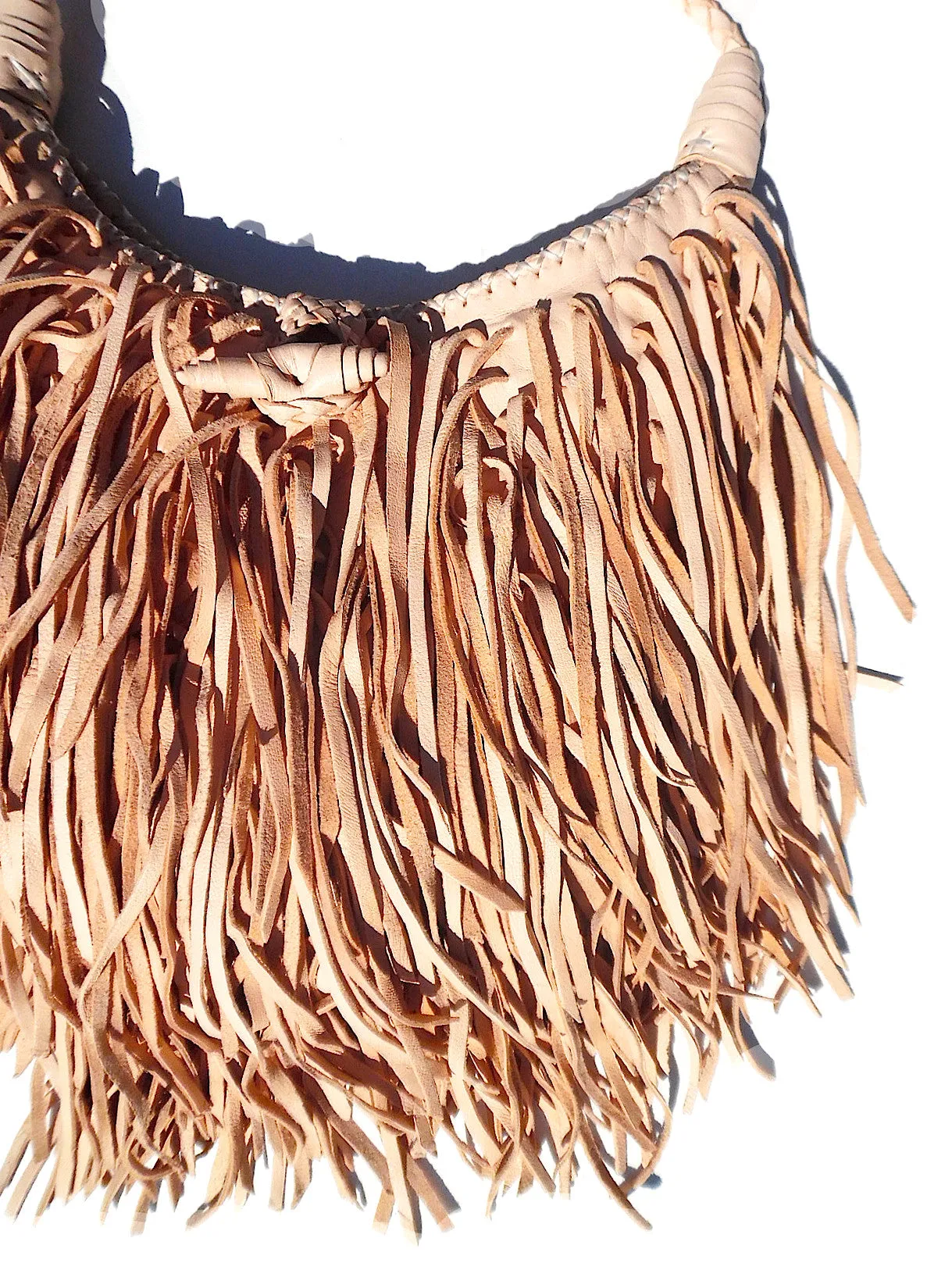 El Fleco Crossbody Fringe Bag Natural