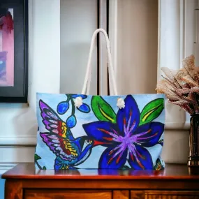 Elegant Artisan Floral Art Weekender Bag - Spring Bloom Travel Duffel, Artistic Overnight Bag