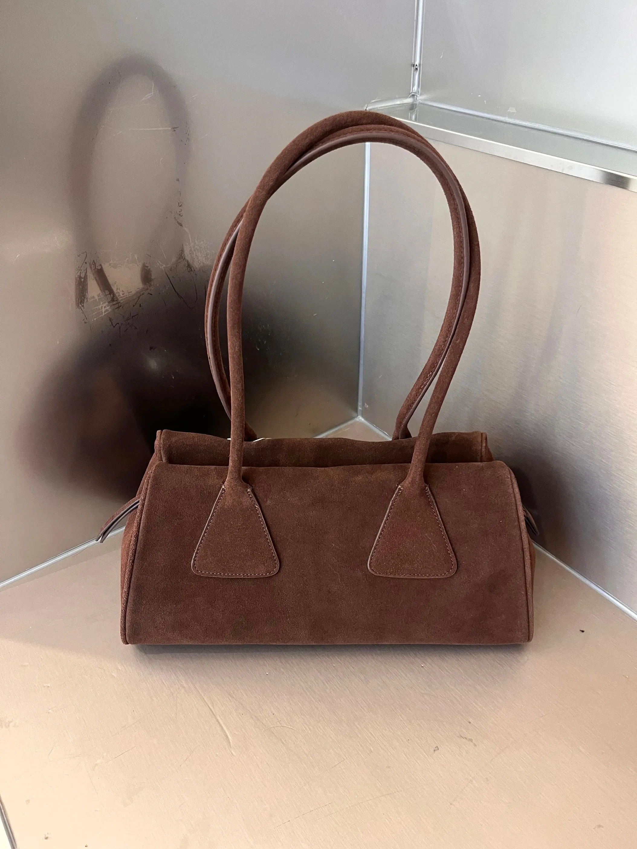 Elegant Handmade Women's Handbag in Genuine Leather and Suede