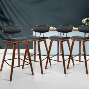 Elegant Wood & PU Leather Bar Stools, Set of 4 - Artiss