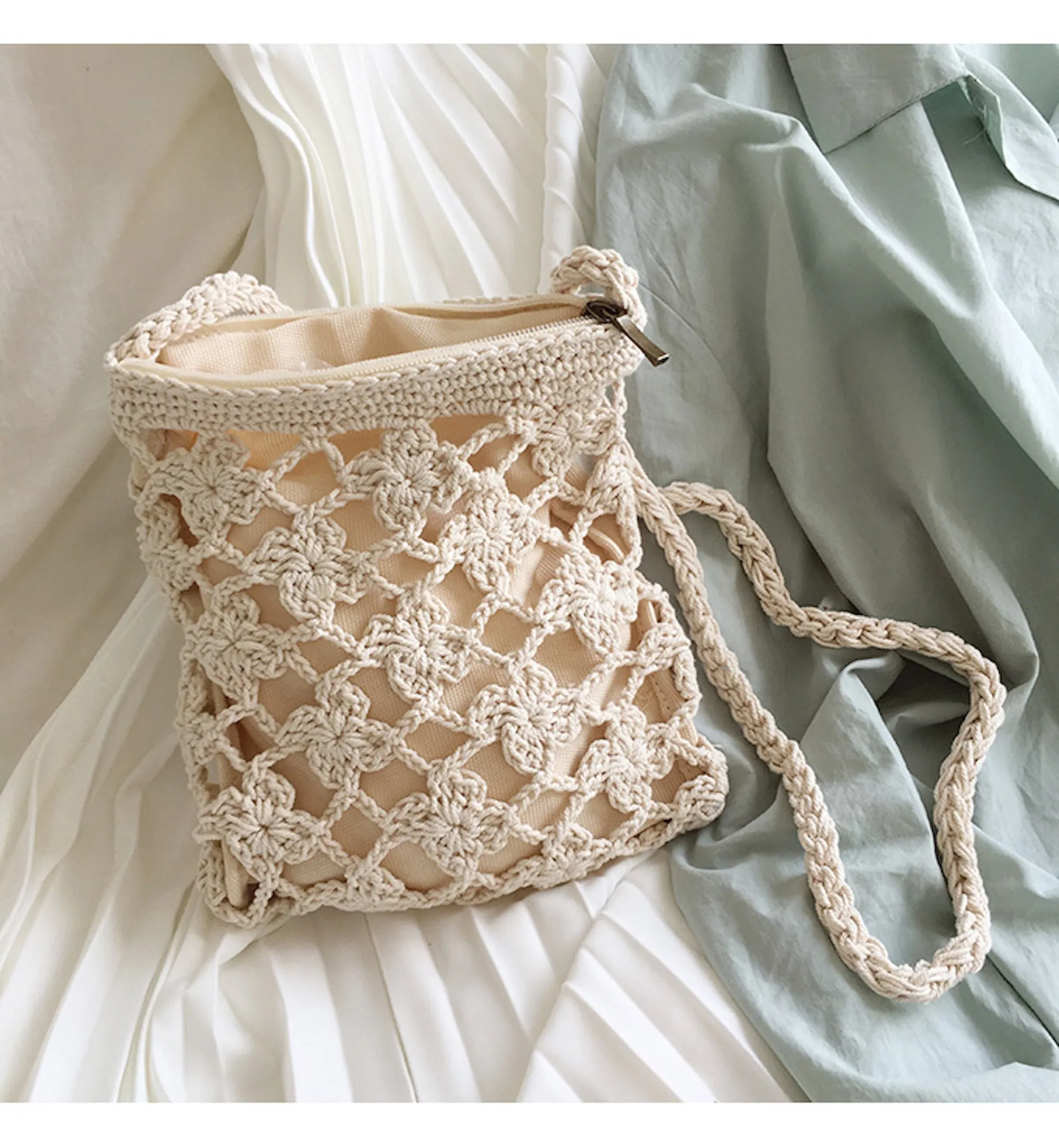 Elena Handbags Crochet Shoulder Crossbody Bag