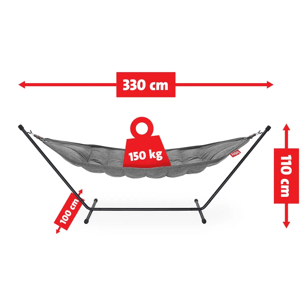 Fatboy Superb Hammock with Pillow and Black Frame (Rock Grey)