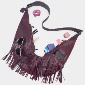 Fig Faux Leather Fringe Sash Bag