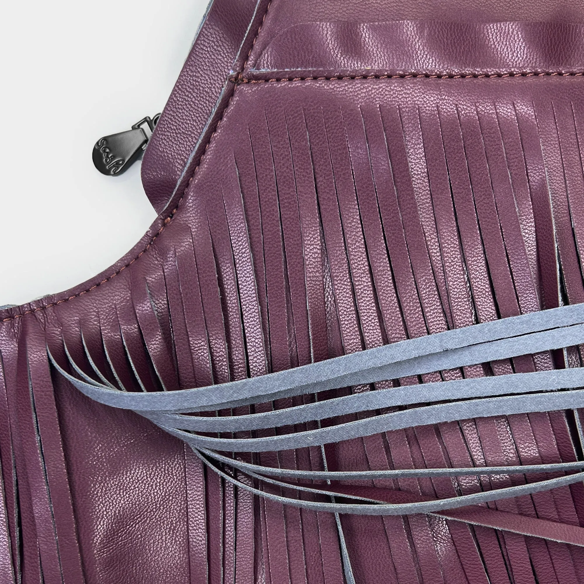 Fig Faux Leather Fringe Sash Bag