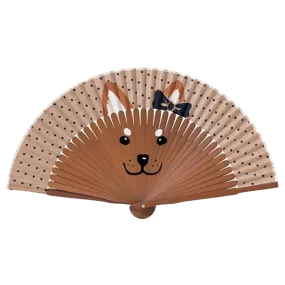 Folding Fan - Dog Beige