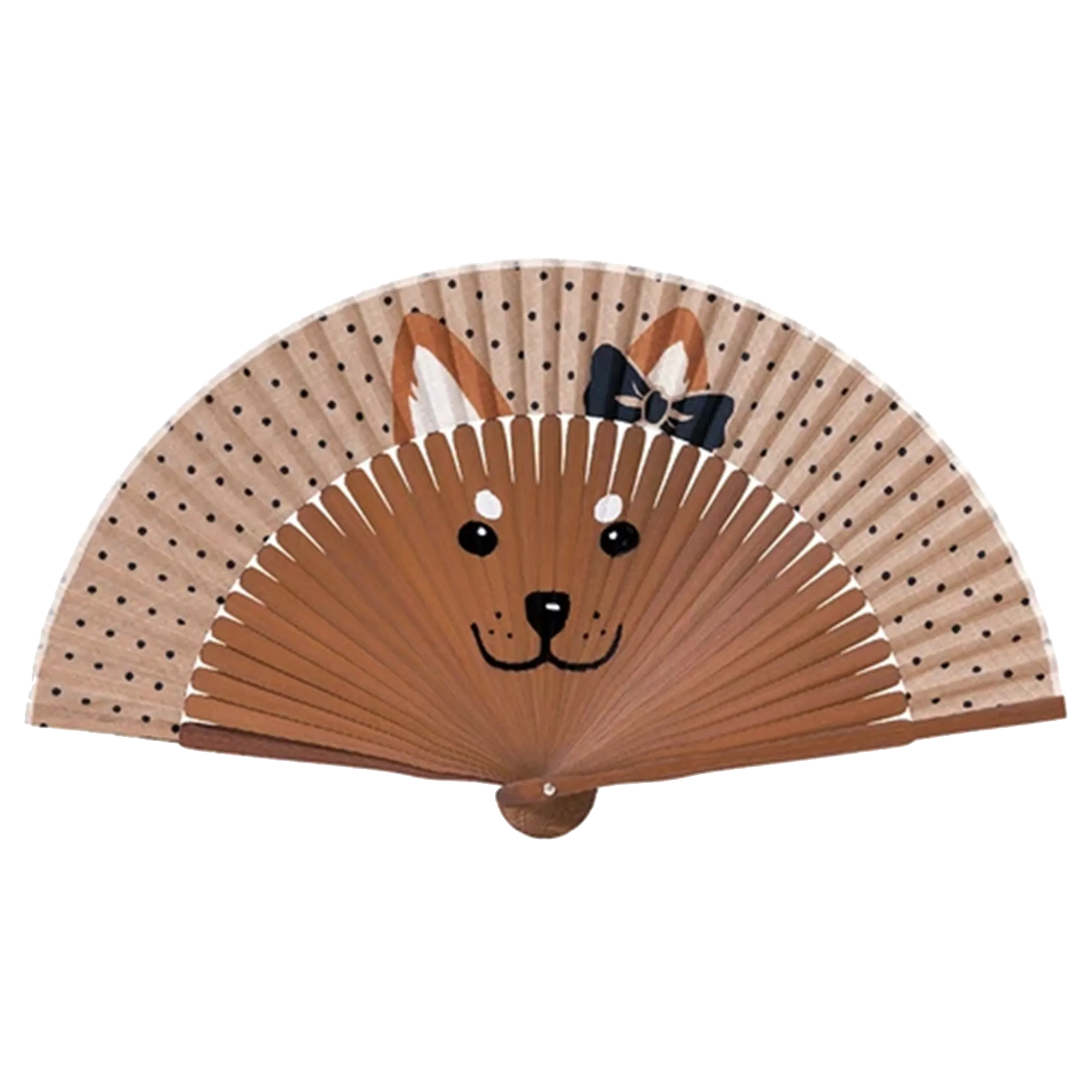 Folding Fan - Dog Beige