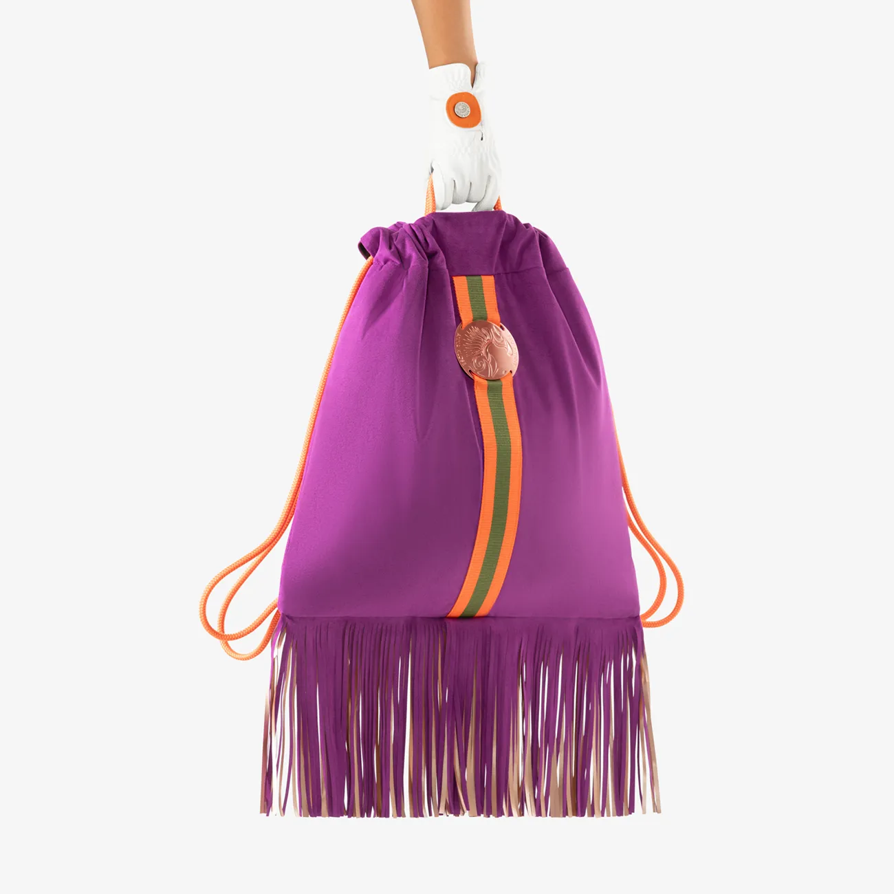 Fringe Backpack "Electric Purple" with rosé golden elements