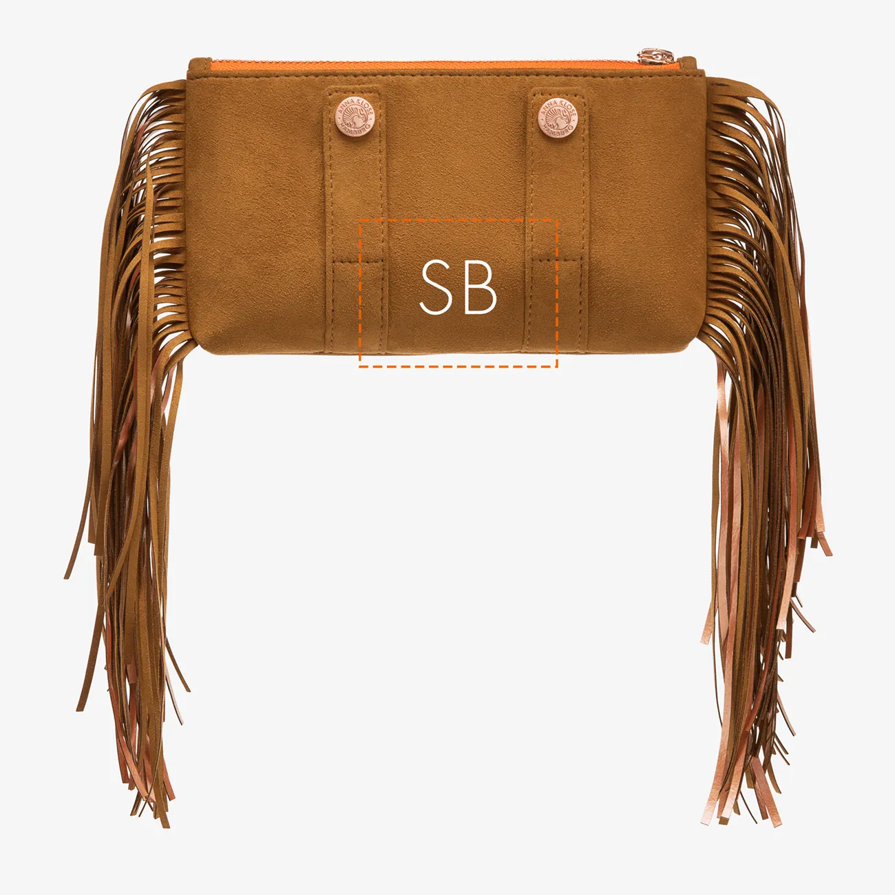 Fringe Beltbag "Hunter Brown" with rosé golden print