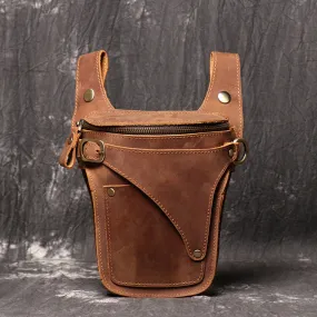 Full Grain Leather Waist Bag Casual Waist Pack Vintage Leather Fanny Pack