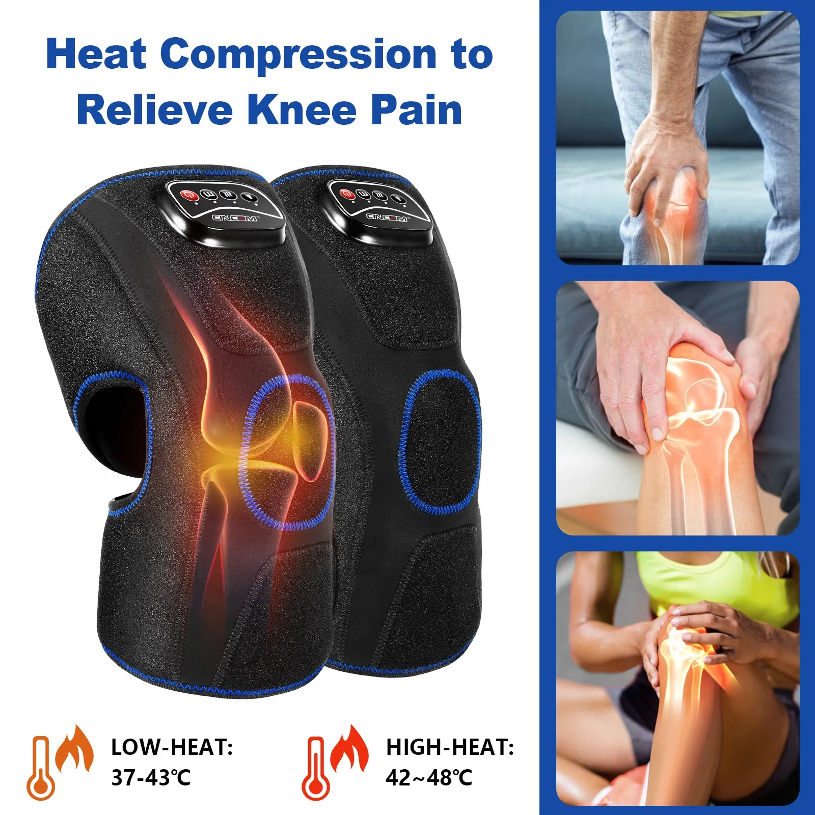 Gifts Bundle | CINCOM Leg Massager with Heat 078A & Knee Massager 066K