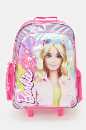 Girls Pink Barbie Trolley Bag (18 Inch)