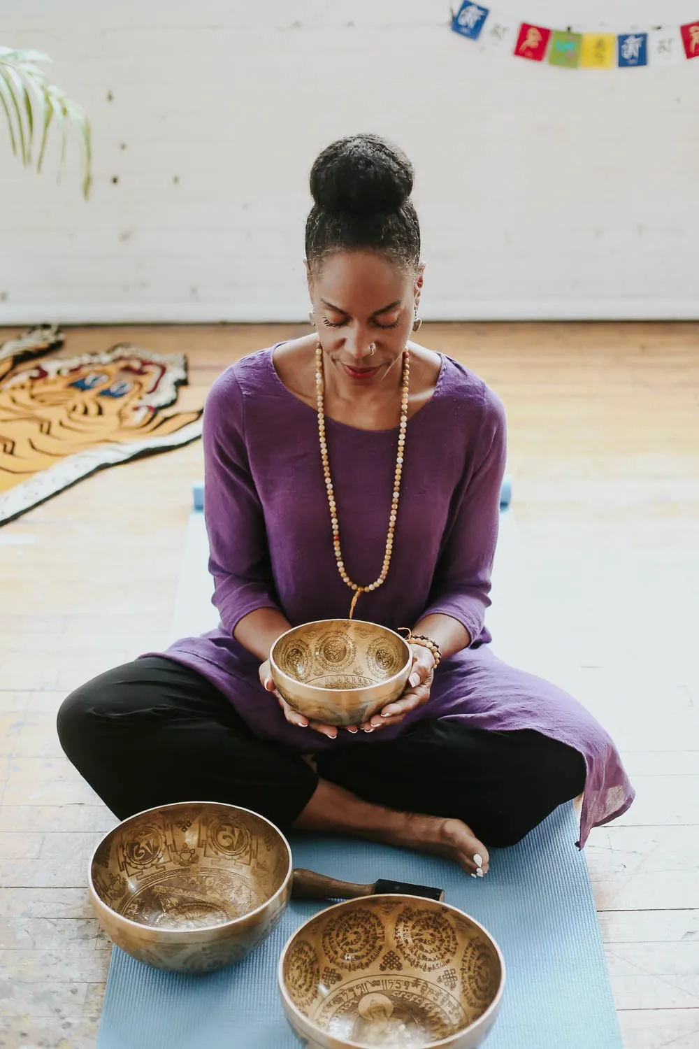 Green Tara, Sacred Geometry, & Yoga Chakra Singing Bowl Set