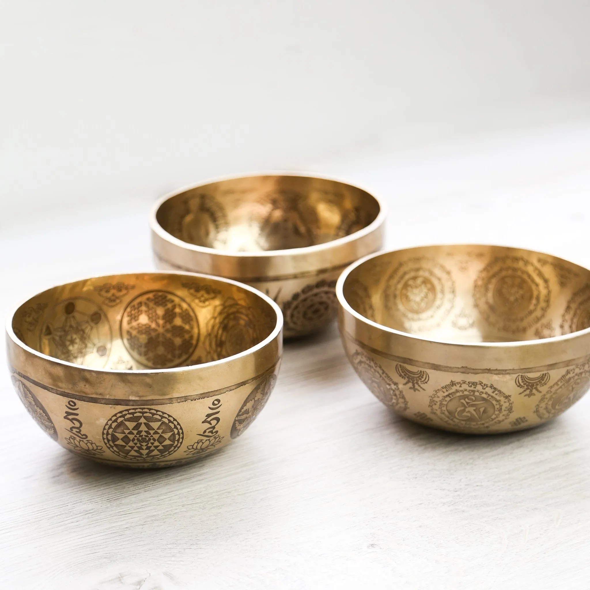 Green Tara, Sacred Geometry, & Yoga Chakra Singing Bowl Set