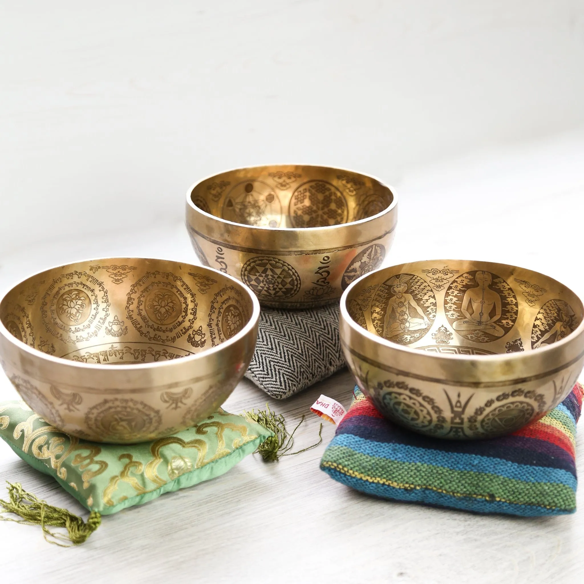 Green Tara, Sacred Geometry, & Yoga Chakra Singing Bowl Set