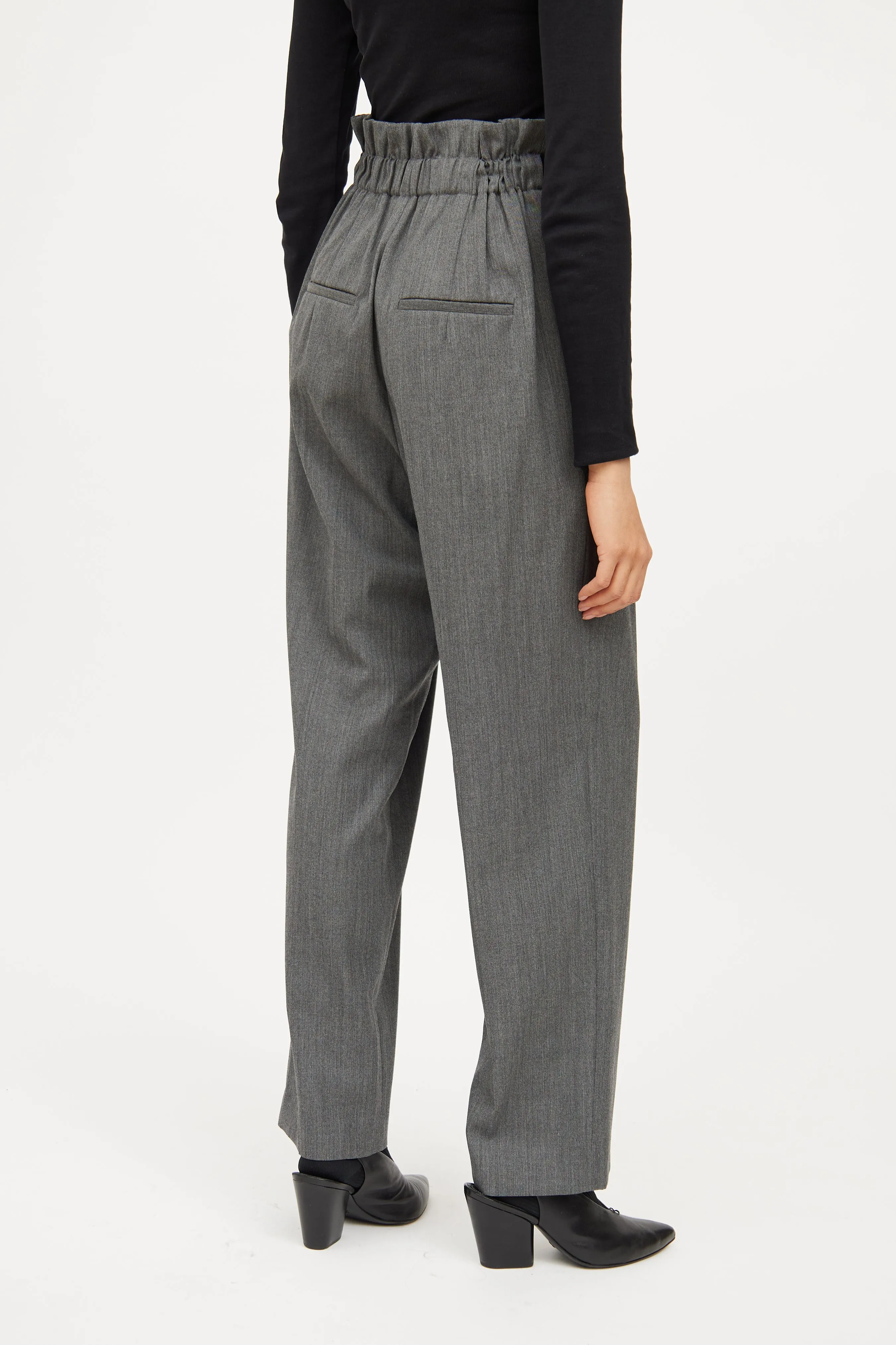 Grey Paperbag Waist Pant