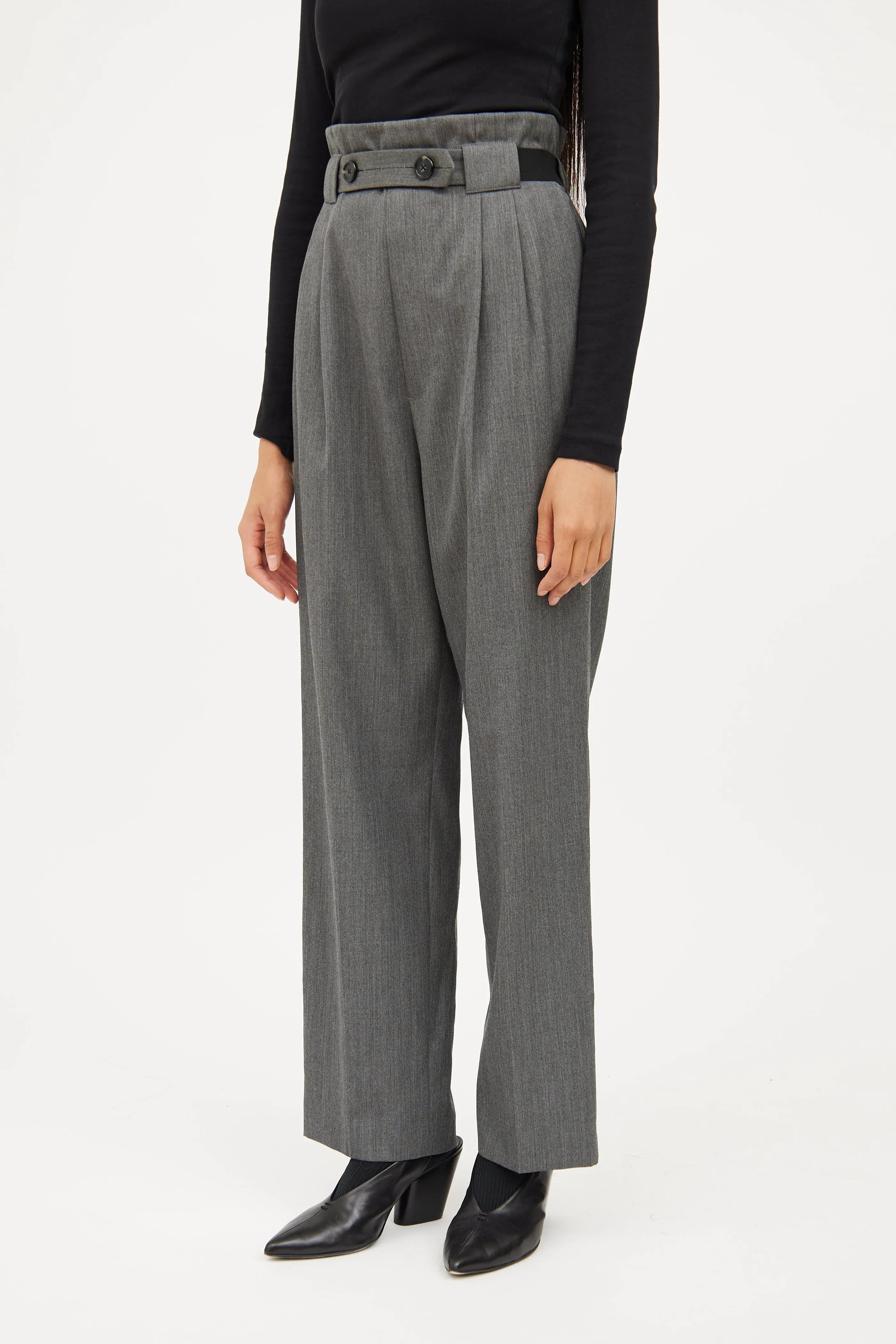 Grey Paperbag Waist Pant