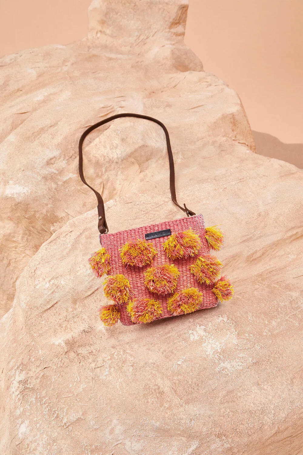 HANA PINK POM POM WOVEN BAG