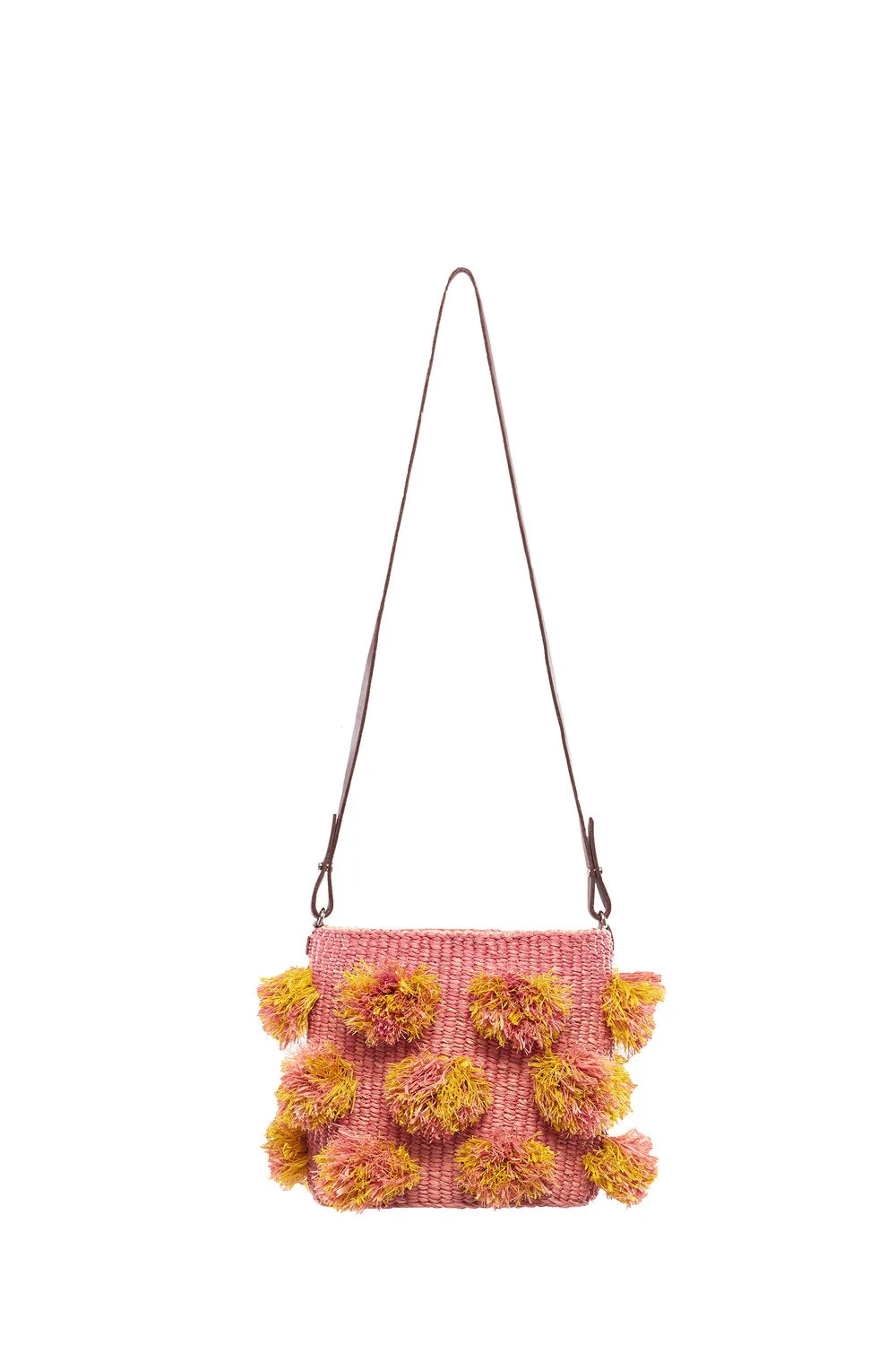 HANA PINK POM POM WOVEN BAG