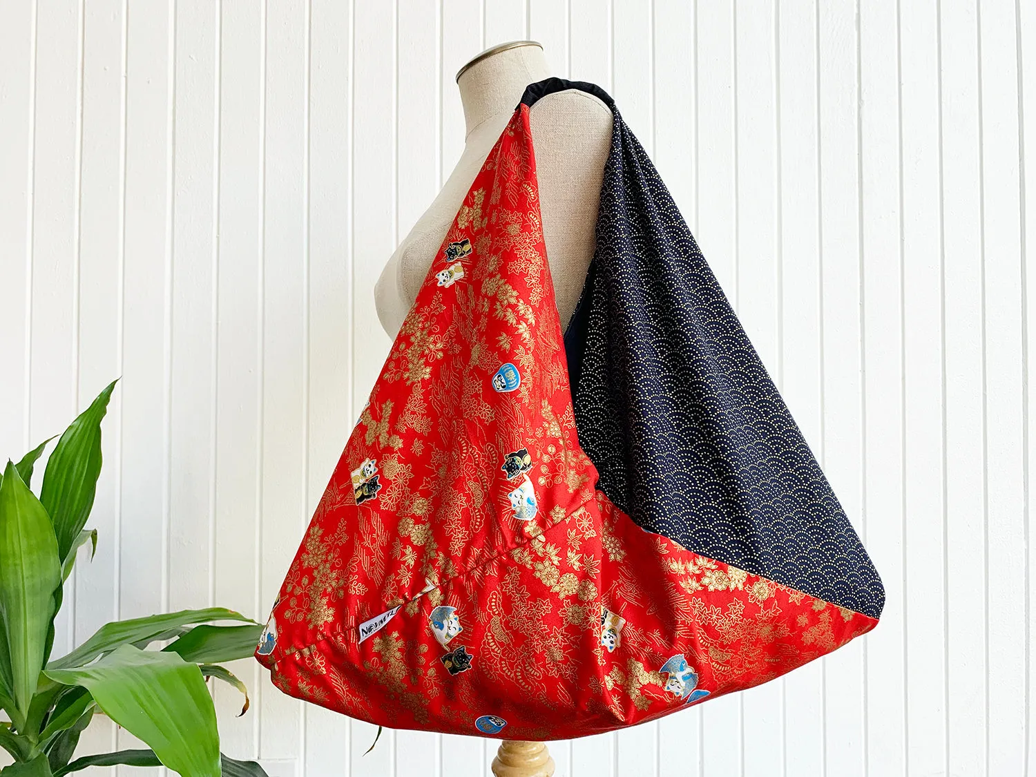 *Handmade* Origami bag | Market bag | Maneki-neko (Red)