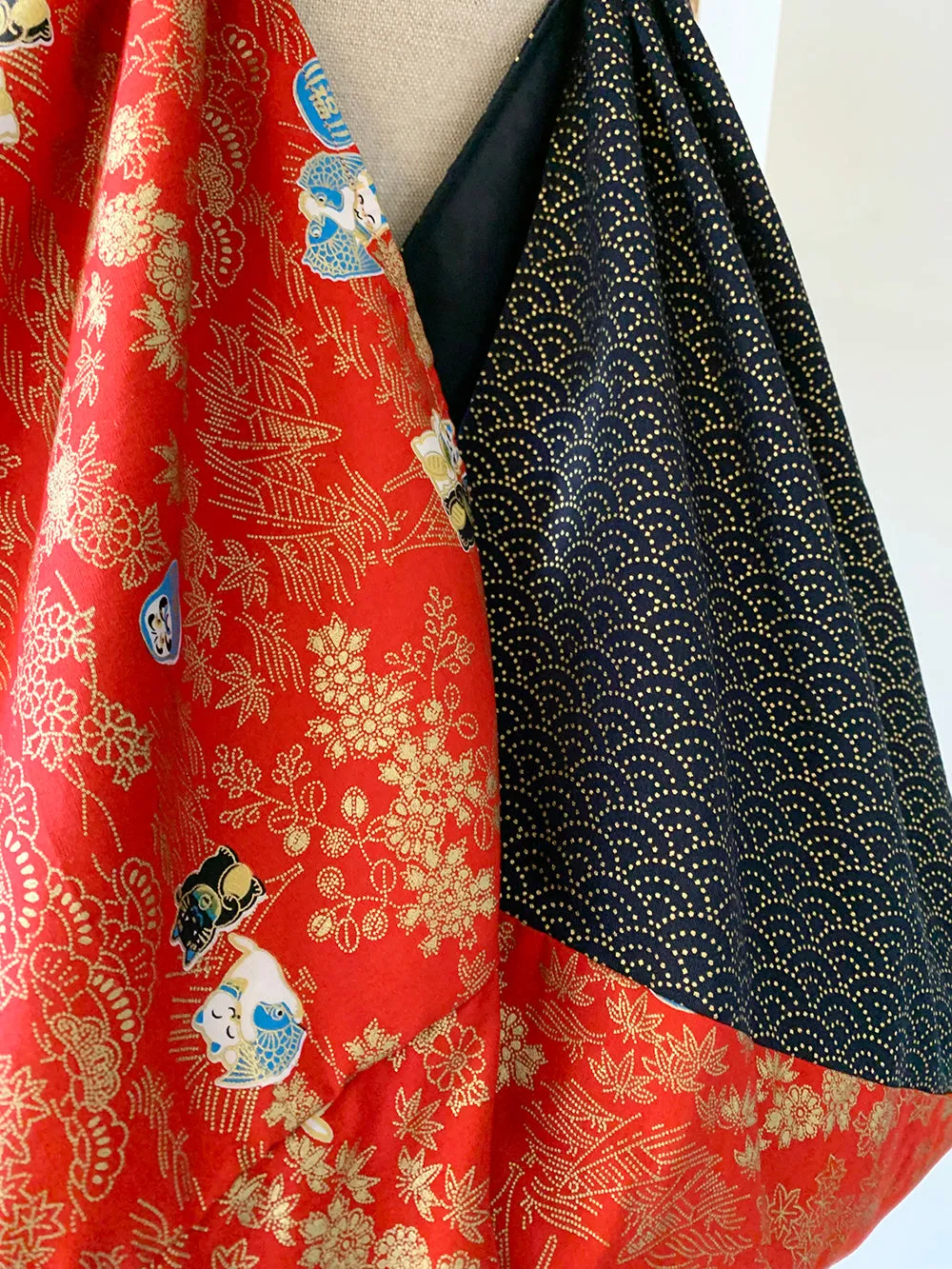 *Handmade* Origami bag | Market bag | Maneki-neko (Red)