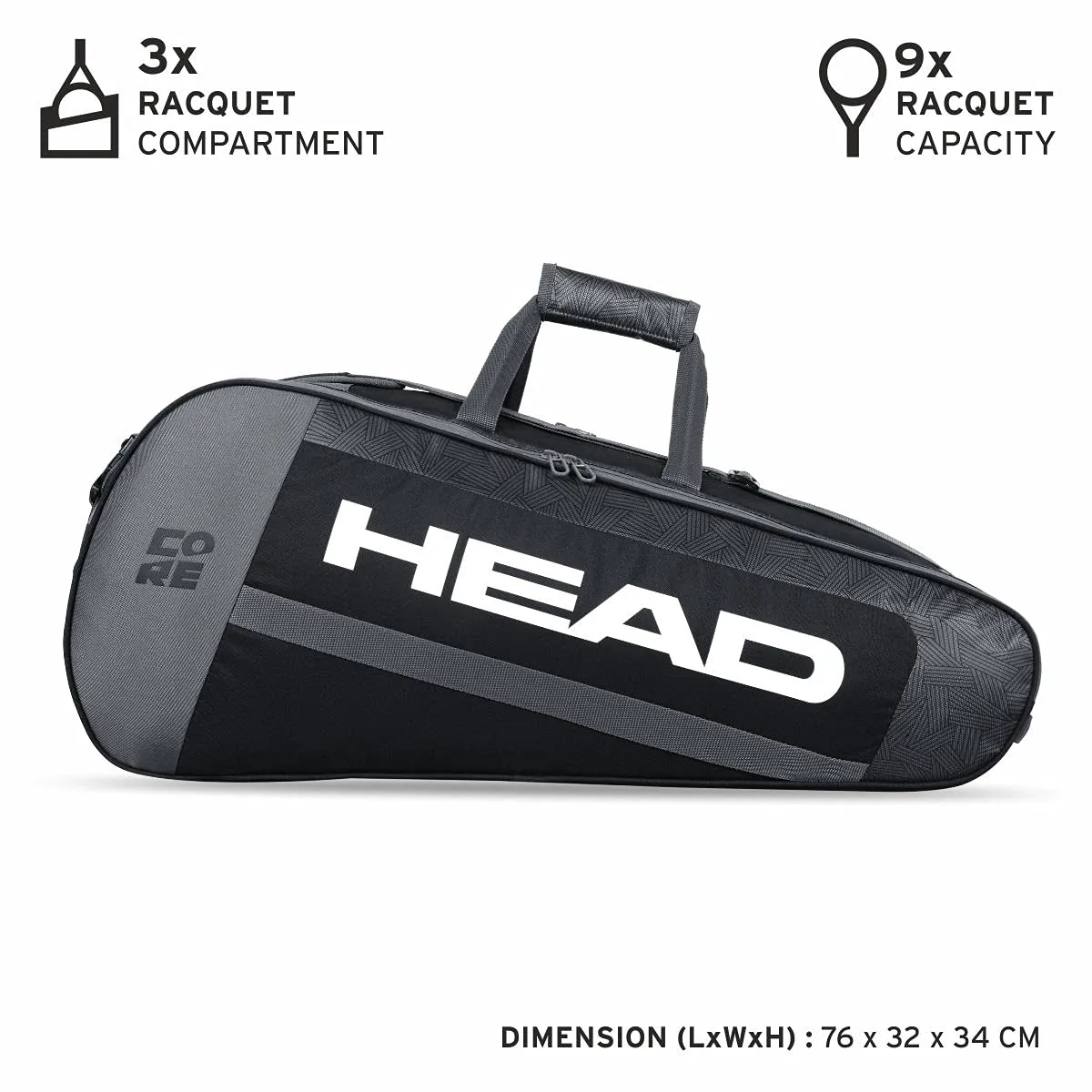 Head Core 9R Supercombi Tennis Kitbag - (Black/White)