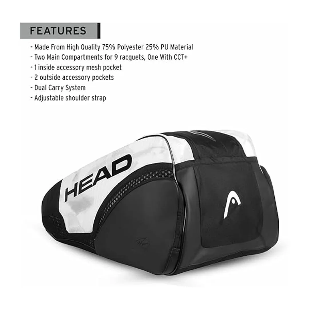 Head DJOKOVIC 9R MonsterCombi Tennis Racket Bag - 283101-White/Black