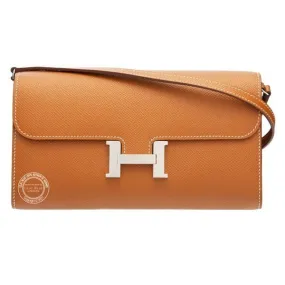 HM Constance Epsom Long To Go Wallet Brown For Women, Women’s Wallet 8.1in/21cm