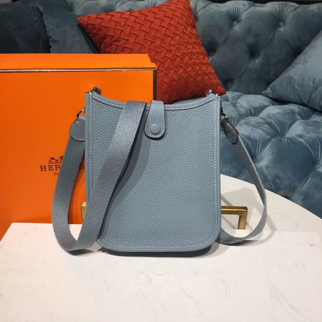 HM Evelyne II TPM Bag Light Blue For Women Silver Toned Hardware 7.9in/20cm