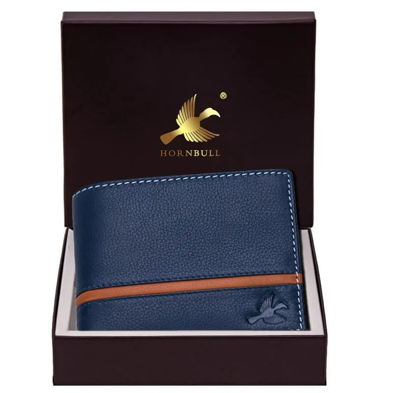 HORNBULL Denial Navy Leather Wallet for Men | Leather Mens Wallet with RFID Blocking | Wallets Men Genuine Leather