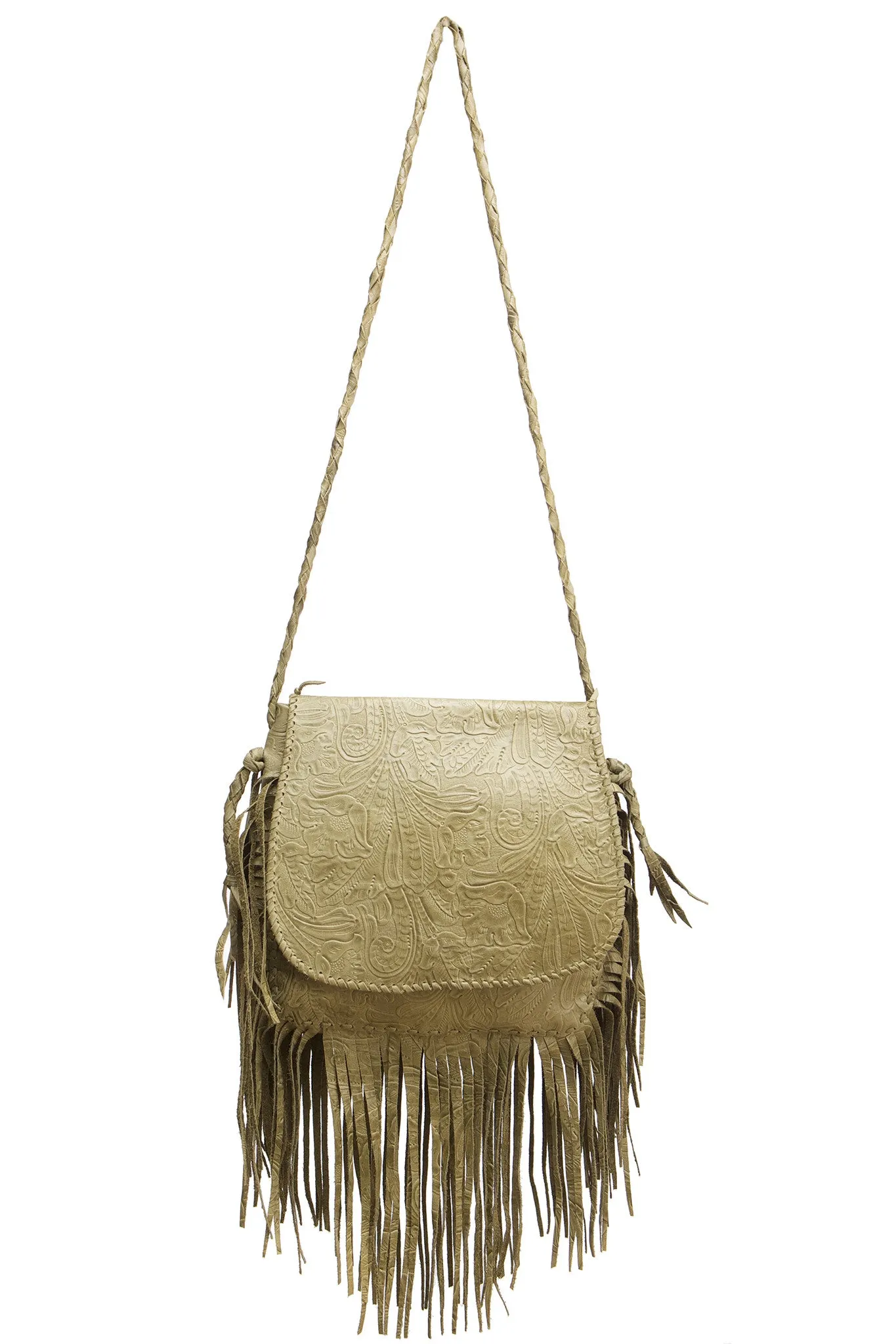 Jennifer Haley Jumbo Bohemian Bag in Olive Embossed Floral