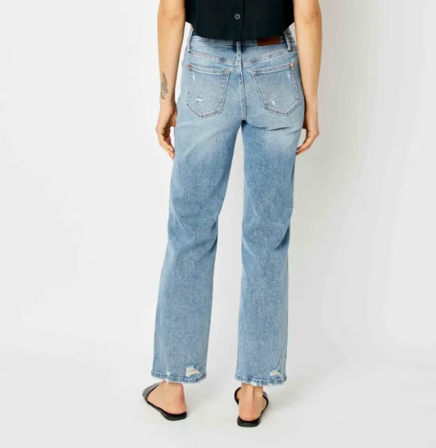 Judy Blue Destroyed Straight Leg Jeans