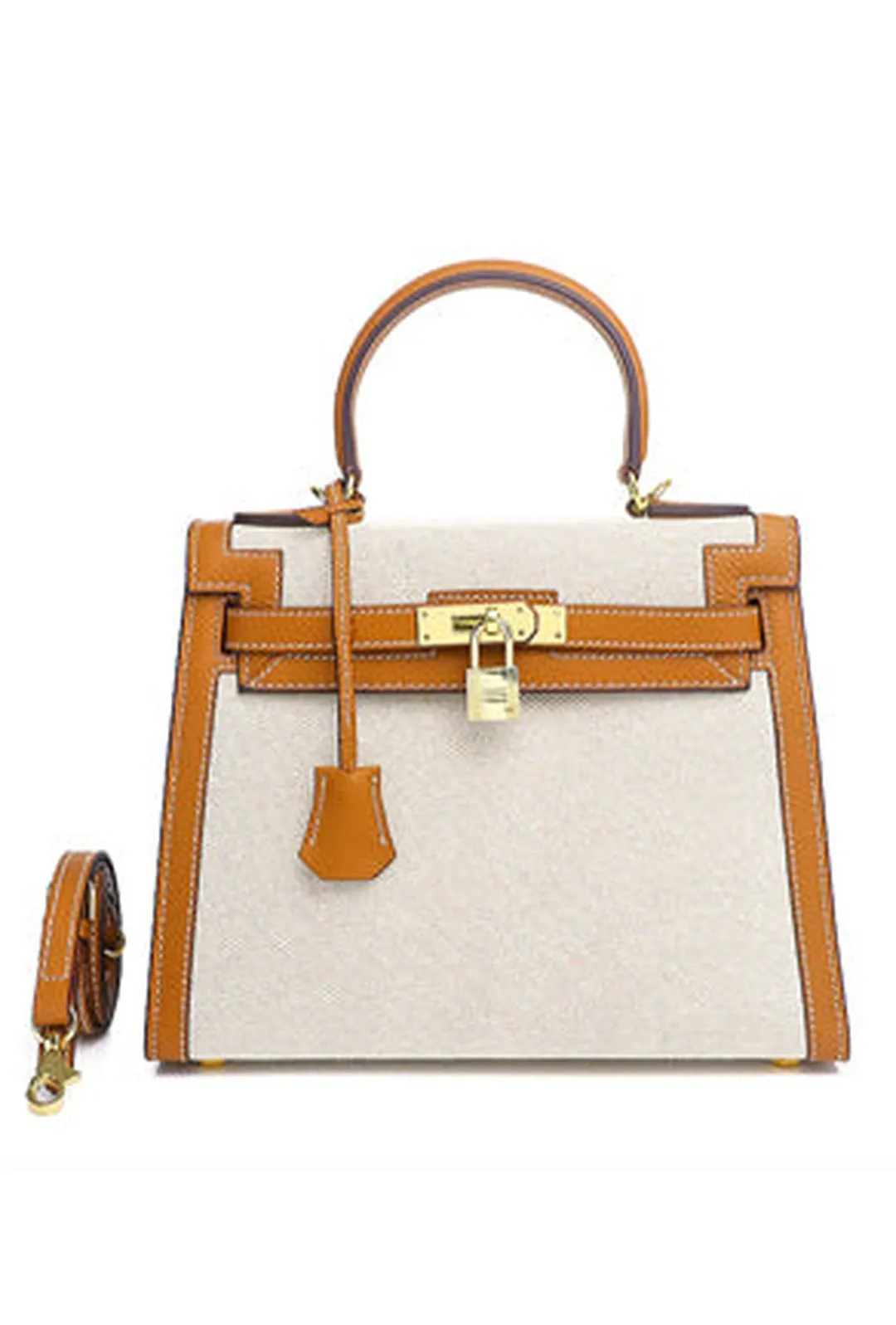 KATIERRA - TWO TONE TOILE KELLY BAG