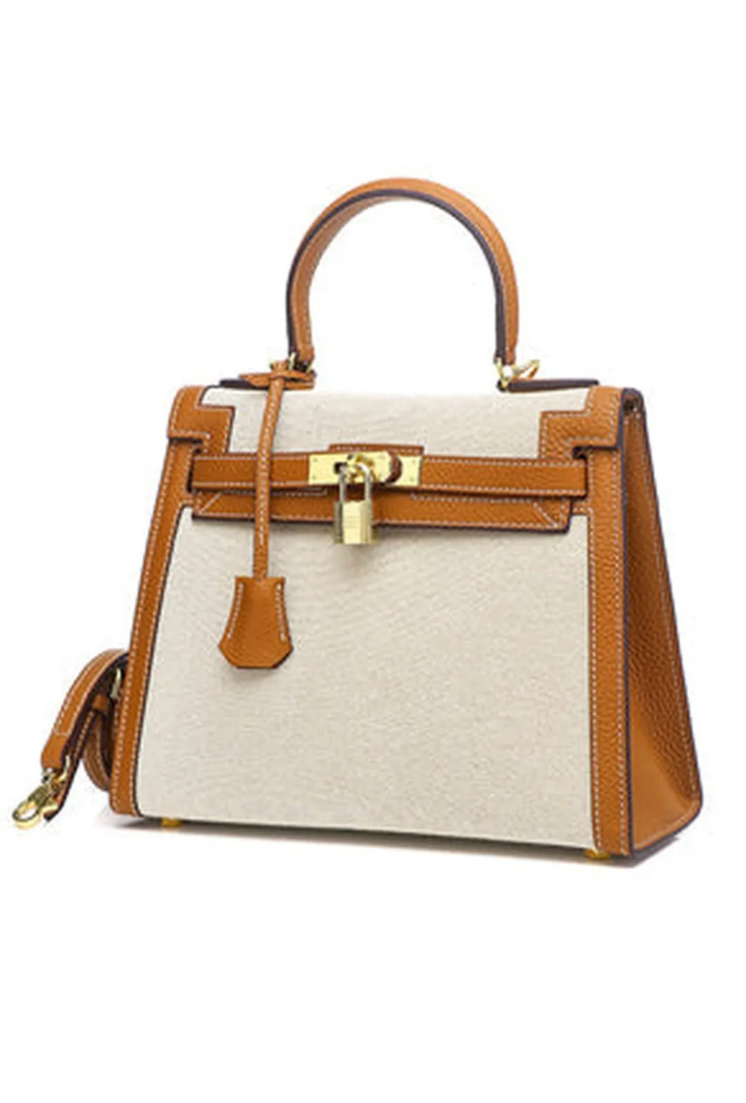 KATIERRA - TWO TONE TOILE KELLY BAG