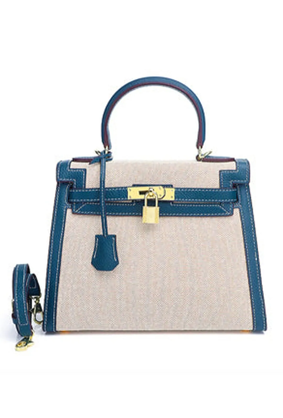 KATIERRA - TWO TONE TOILE KELLY BAG