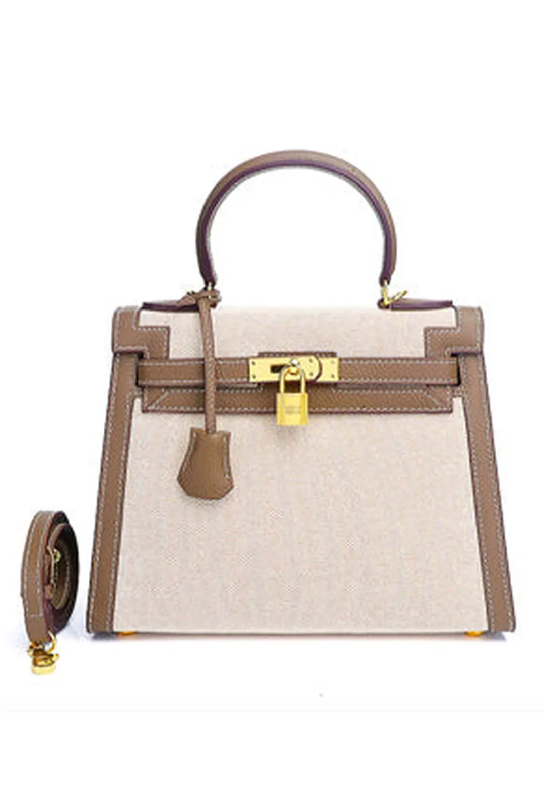 KATIERRA - TWO TONE TOILE KELLY BAG