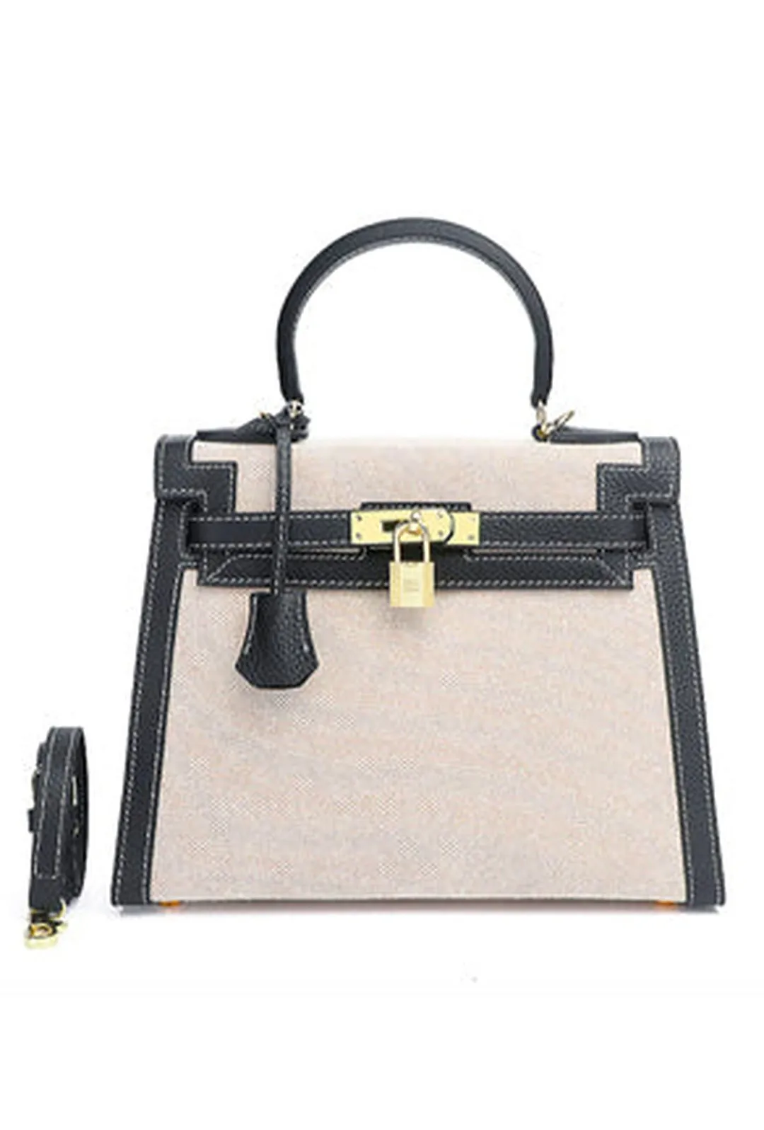 KATIERRA - TWO TONE TOILE KELLY BAG