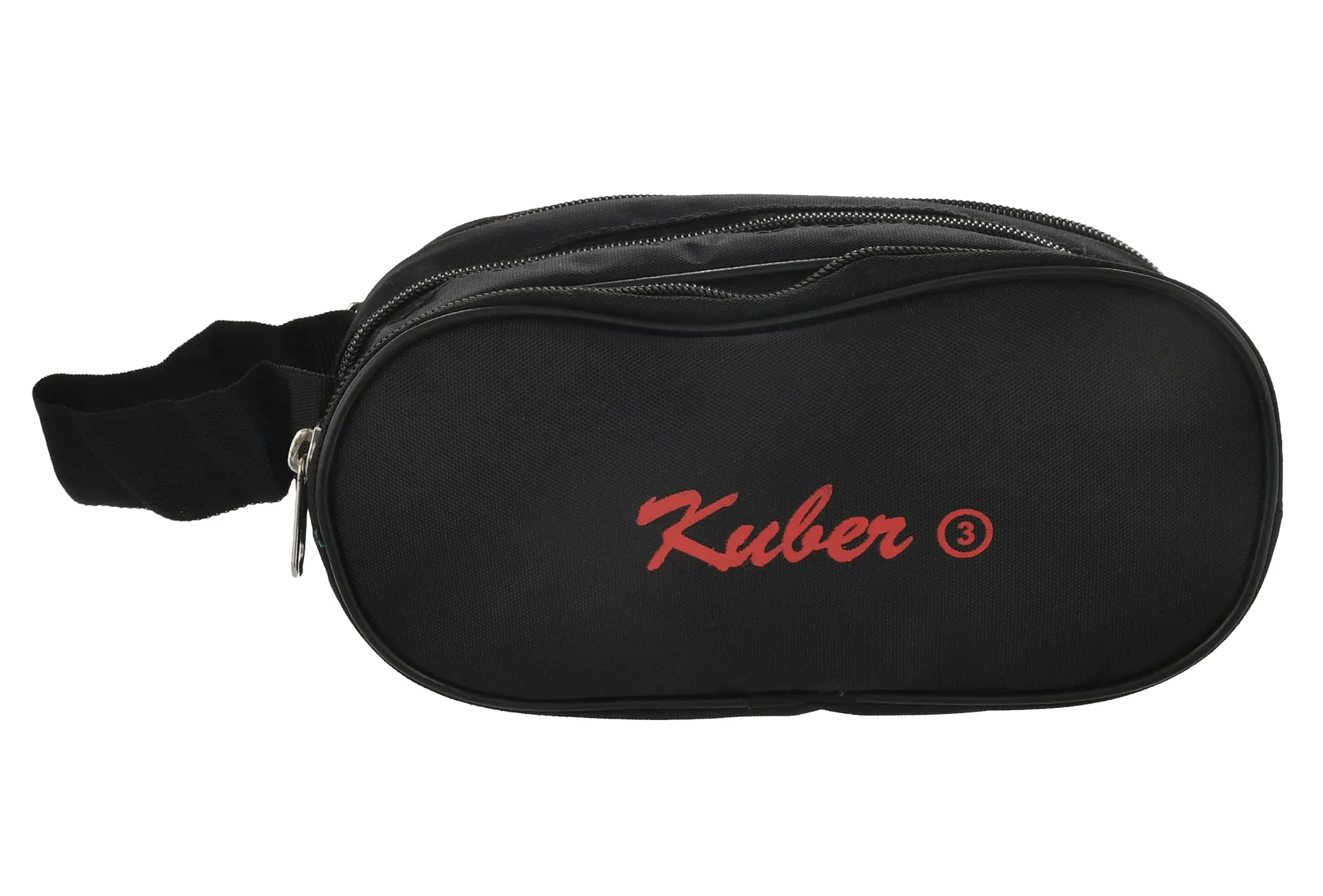 Kuber Industries Travel Toilerty Bag|Shaving Kit for Men|Cosmetic Bag for Travel Accessories|3 Zipper Comparments & Carrying Strip (Black)