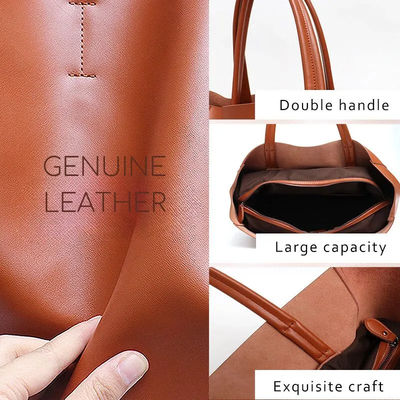 Large Capacity Women's Fashionable Real Leather Tote Bag