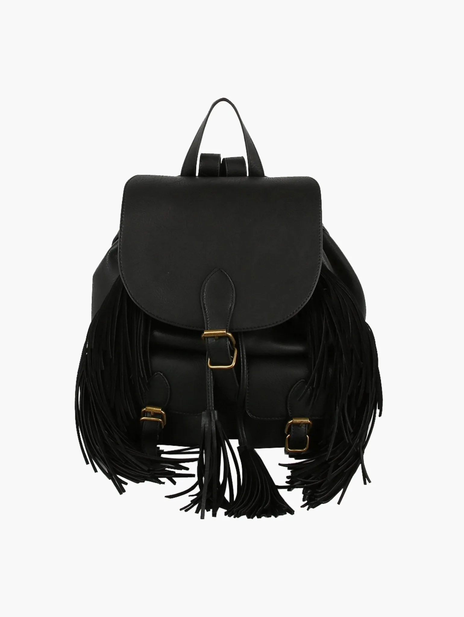 LDM001 Darlene Buckle Flap Fringe Backpack