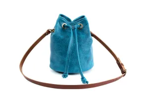 LEATHER BUCKET BAG - LARGE - COBALT BISON