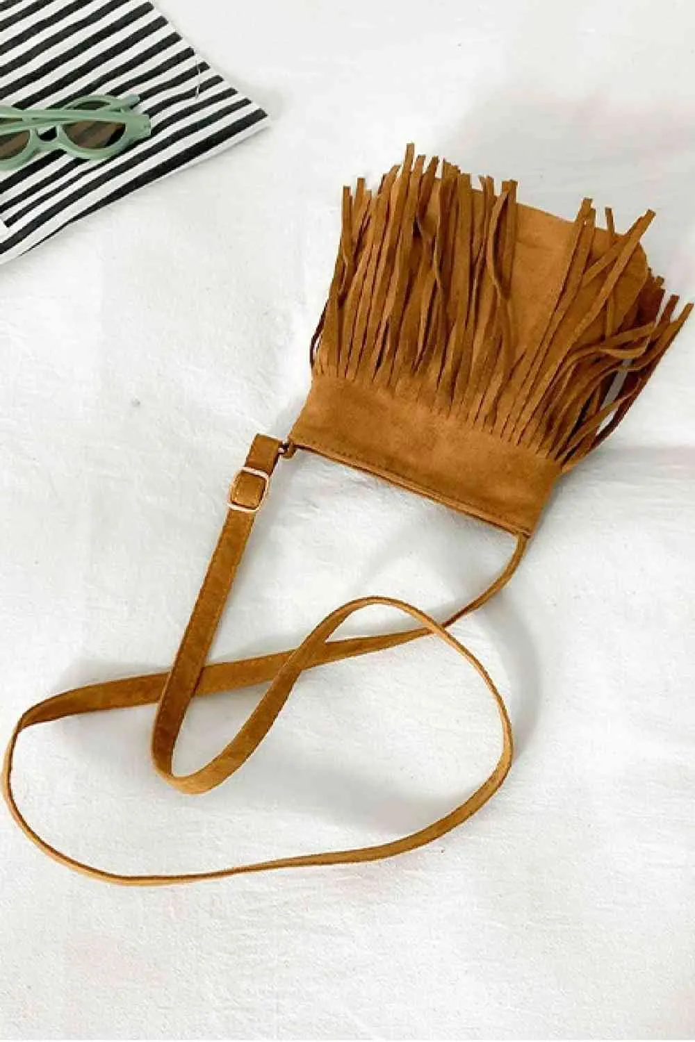 Leather Crossbody Bag with Fringe